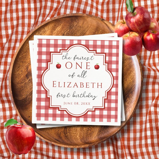 Fairytale Princess Fairest One Red Kariert Geburts Serviette (Von Creator hochgeladen)