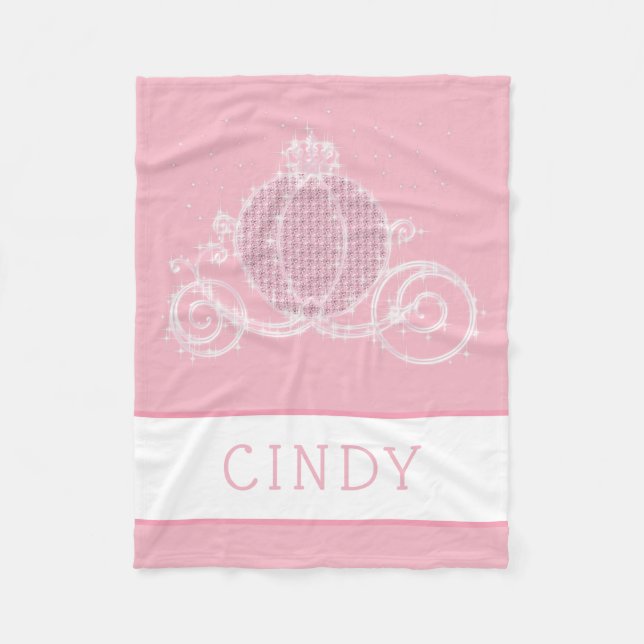 Fairytale-Prinzessin Coach Personalized Pink Girls Fleecedecke (Vorderseite)