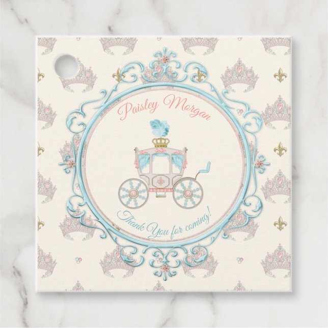 Fairytale Royal Princess Carriage Blush Aqua Geschenkanhänger (Vorderseite)