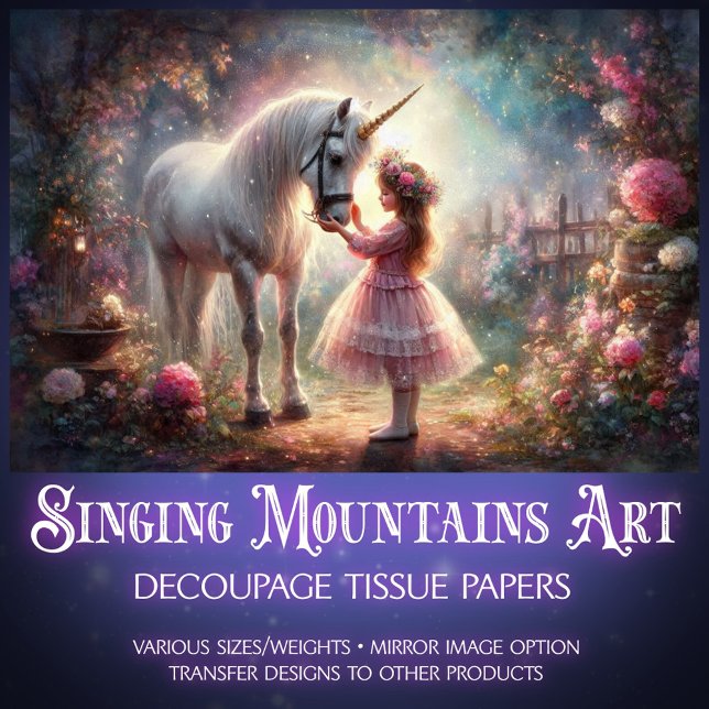 Fairytale Secret Garden Unicorn Girl Decoupage  Seidenpapier (Von Creator hochgeladen)