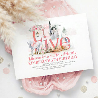 Fairytale Unicorn Burg 5. Geburtstag Einladung