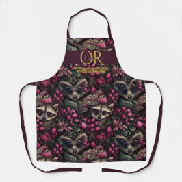 Fairytale Wald racoon lilac grau Custom Monogram Schürze