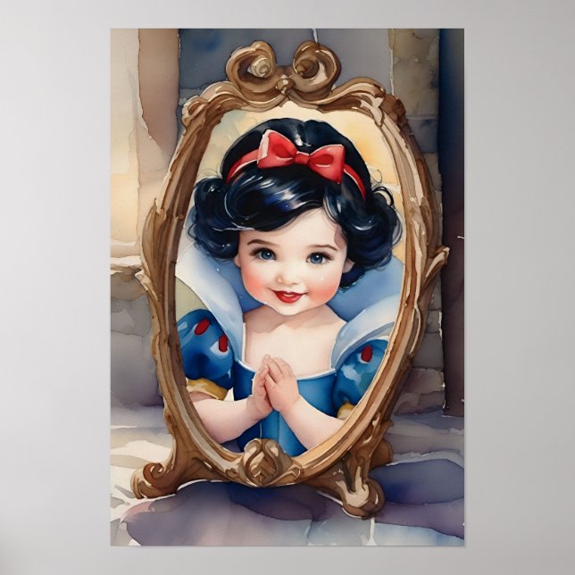 Fairytale Watercolor Baby Snow White Poster (Vorne)