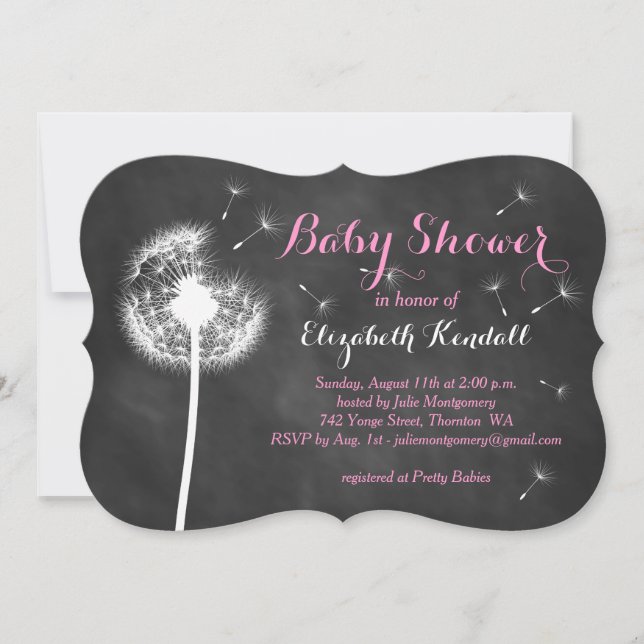 Fais un voeu ! Invitation Baby shower (rose) (Devant)