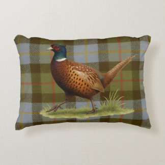 Faisan sur Coussin Décoratif Tartan / Tweed Maison