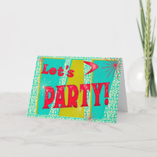Faisons la fête ! Invitation rétro turquoise audac