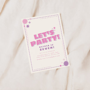 Faisons la fête rose et violet Invitation d'annive