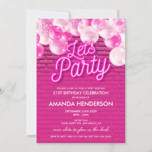 Faisons la fête rose pâle Invitation d'anniversair