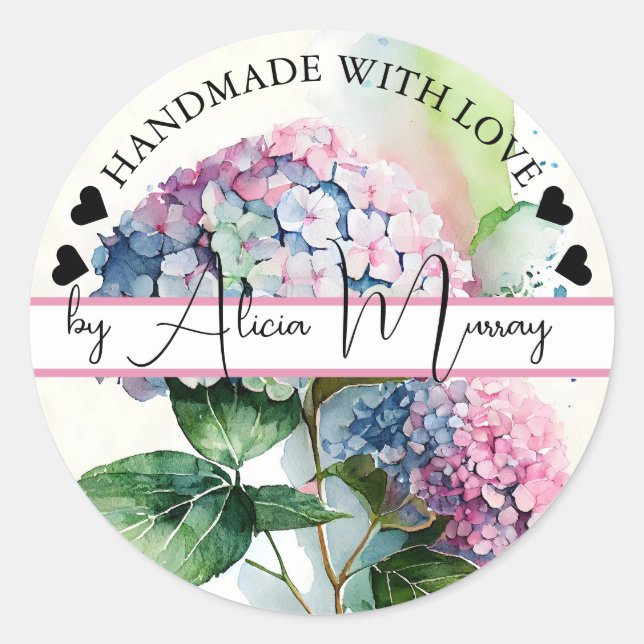 Fait à la main avec amour | Stickers Floral Aquare (Devant)
