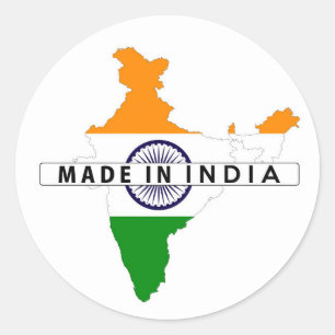 fait en inde carte pays forme drapeau étiquette