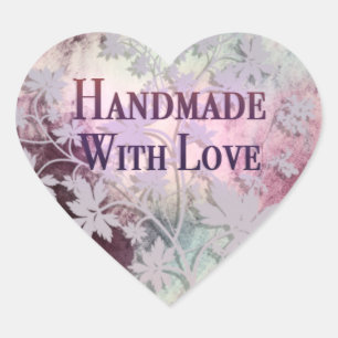 Fait main avec des autocollants de coeur d'amour