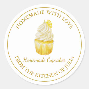 Fait maison avec amour Étiquette Cupcake   Blanc