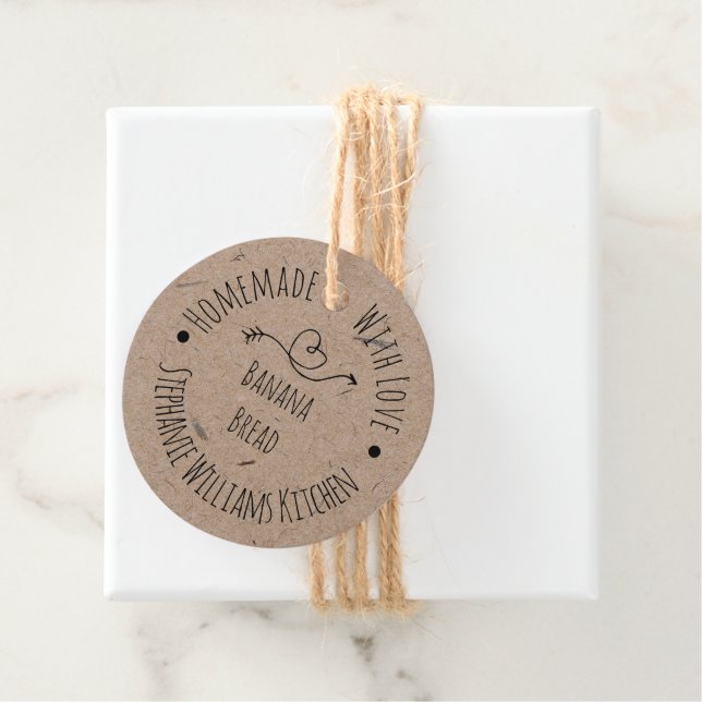 Fait maison avec papier Kraft Love | Étiquette Pro (En situation)