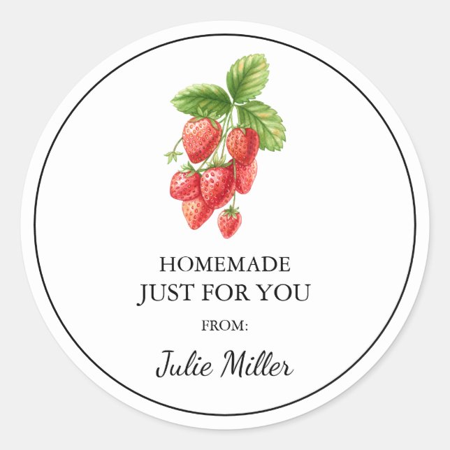 Fait maison juste pour vous étiquette fraise (Devant)
