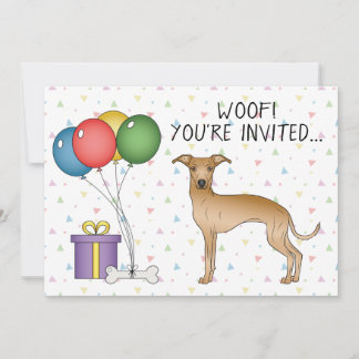FaItalian Greyhound Niedlich Cartoon Dog Geburtsta Einladung