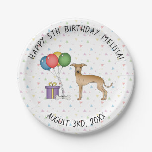 FaItalian Greyhound Niedlich Cartoon Dog Geburtsta Pappteller