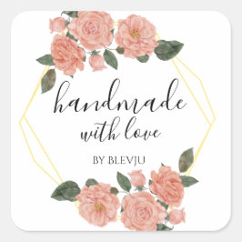 Faite à la main avec l'amour autocollants fleurs c