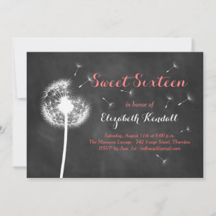 Faites un voeu ! Invitation sweet sixteen (corail)