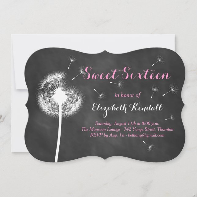 Faites un voeu ! Invitation sweet sixteen (rose) (Devant)
