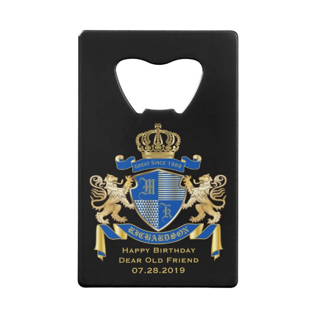 Faites votre propre armoirie de Lion d'or bleu (Devant)