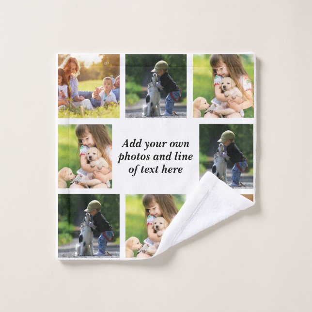 Faites votre propre collage photo et texte (Gant de toilette)