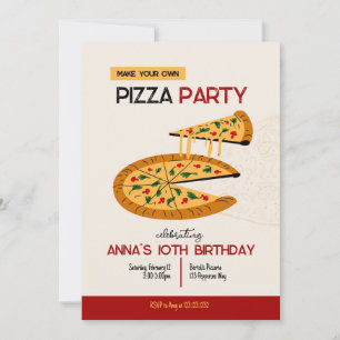 Faites votre propre pizza Invitation fête d'annive