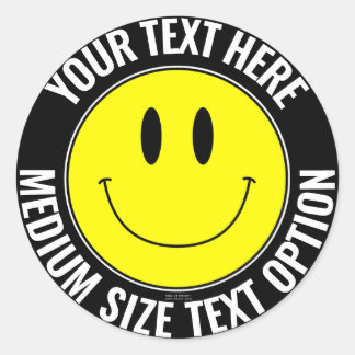 Faites votre propre Smilie Sticker rond (texte moy