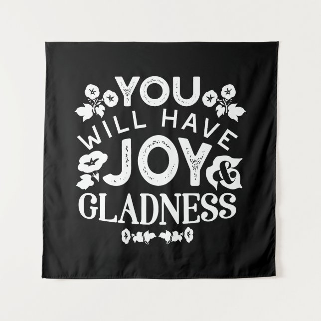 Faith and Happiness – Joy and Gladness Quotes Wandteppich (Vorderseite)