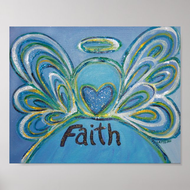 Faith Angel Inspiration Word Art Imprimer Poster (Devant)
