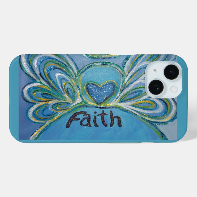 Faith Angel Word Art Custom iPhone Case (Rückseite (Horizontal))