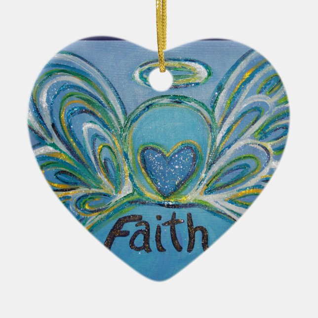 Faith Angel Word Kunst, Dichtung und Musik Keramik Ornament (Vorne)