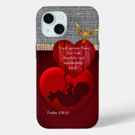 Faith Based Faux Neutral Hessian Embryo Red Heart  Case-Mate iPhone Hülle