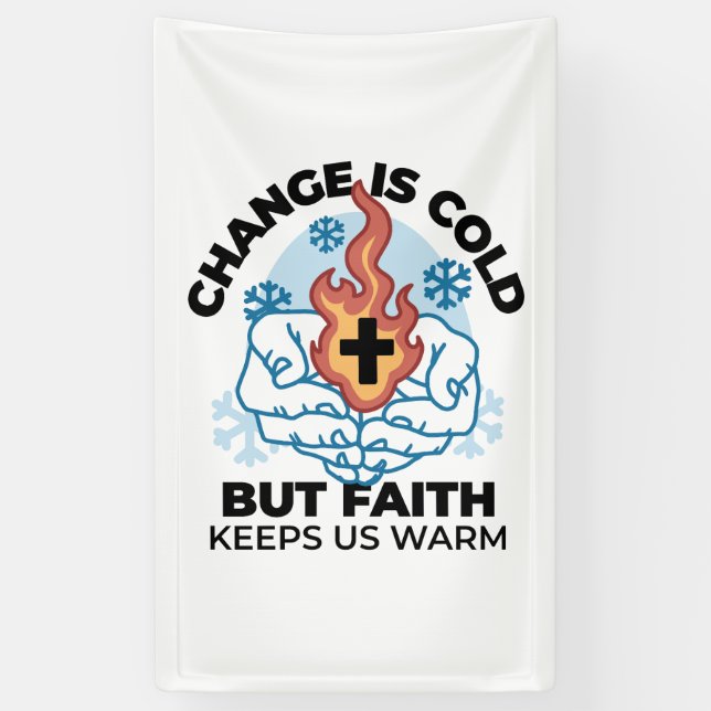 Faith Behalte uns warm - Hochwertiges Winterwerk Banner (Vertikal)