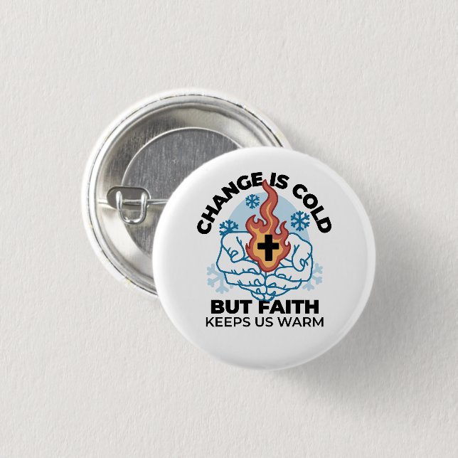 Faith Behalte uns warm - Hochwertiges Winterwerk Button (Vorne & Hinten)