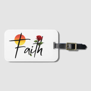 Faith Black Typografie mit Rose Gepäckanhänger