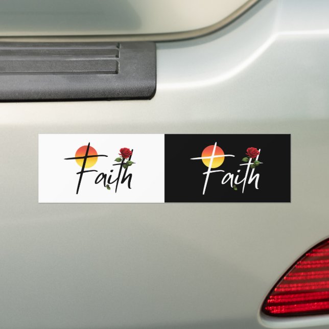 Faith Black Typografy mit Rose Autoaufkleber (Auf Auto)