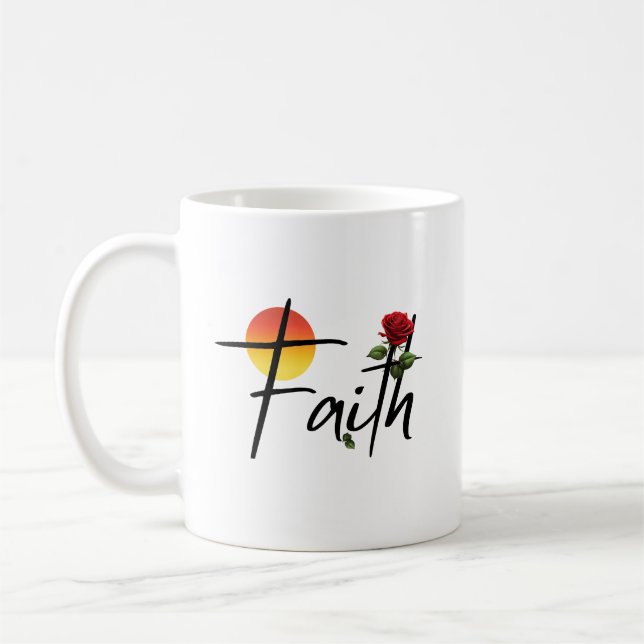 Faith Black Typografy mit Rose Kaffeetasse (Links)
