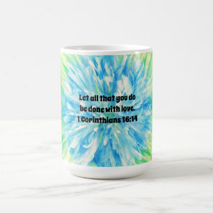 Faith Blue Flower Bible Verse Love Mug