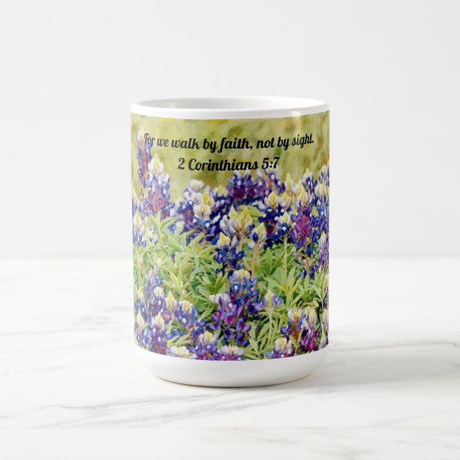 Faith Bluebonnets Blume Scripting Faith Tasse (Mittel)