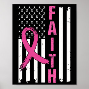 Faith Breast Cancer Awareness Pink Ribbons Amerika Poster