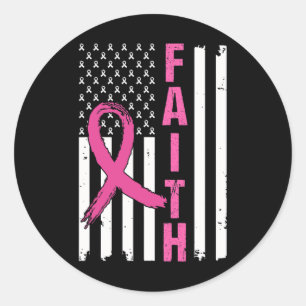 Faith Breast Cancer Awareness Pink Ribbons Amerika Runder Aufkleber