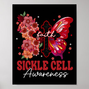 Faith Butterfly Christlich Cross Sickle Cell Aware Poster
