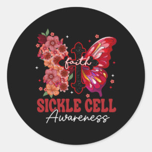 Faith Butterfly Christlich Cross Sickle Cell Aware Runder Aufkleber