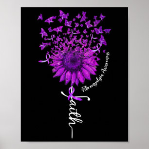 Faith Butterfly Sonnenblume Fibromyalgie Bewusstse Poster