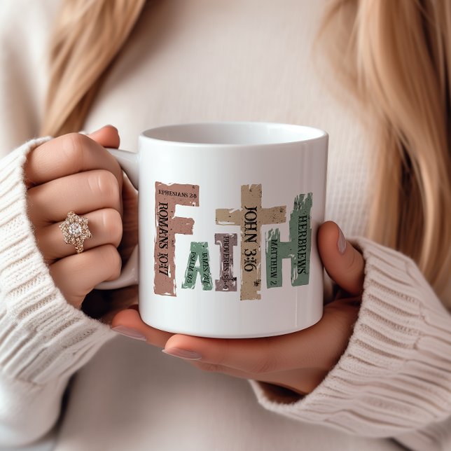Faith Christlich Cross Bible Verse Kaffeetasse (Express your faith with flair using our vibrant religious design coffee mug—bold and meaningful!)