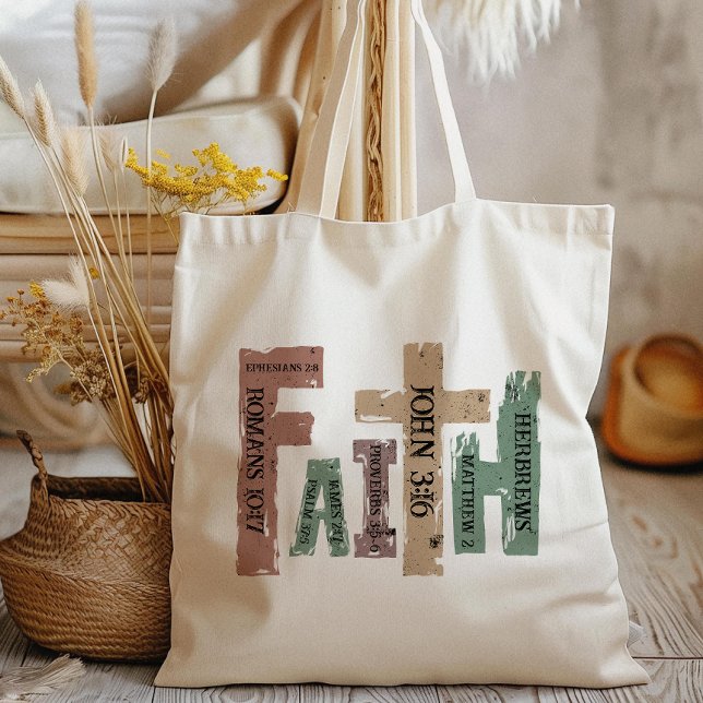 Faith Christlich Cross Bible Verse Tragetasche (Carry your faith in style with our tote bag, featuring a bold and inspiring "Faith" design!)