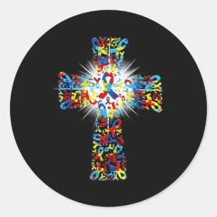 Faith Christlich Cross Ribbon Puzzle Autismus Awar Runder Aufkleber