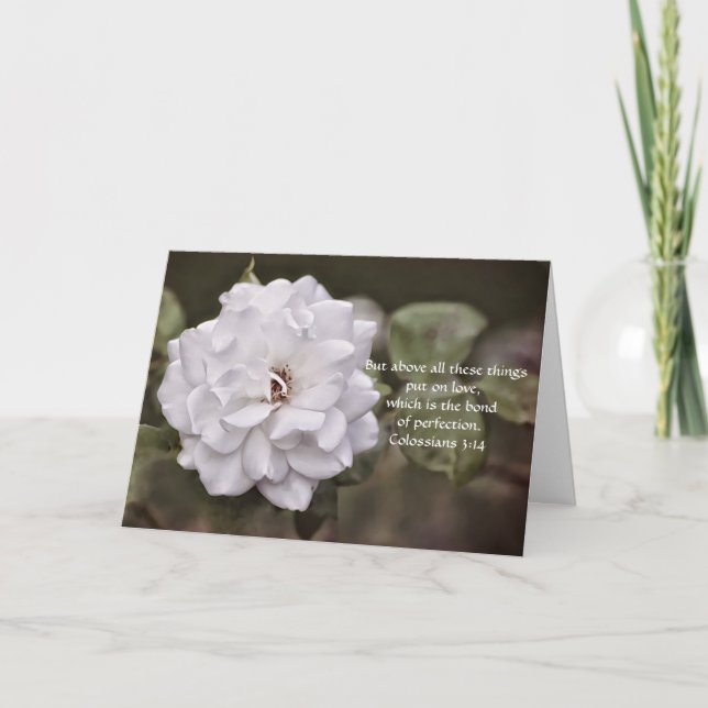 Faith Colossians 3:14 White Rose Note Card Karte (Vorderseite)