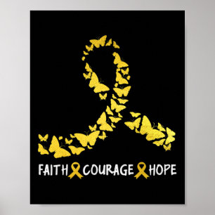 Faith Courage Hope Childhood Cancer Awareness Gold Poster