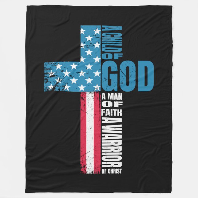 Faith Cross American Flag Christ Jesus Fleecedecke (Vorderseite)